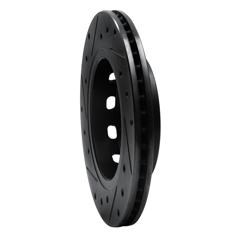 Kia Spectra Brake Rotor (1) - Front Right - R1 Concepts - Drilled & Slotted - Black - `94-`00